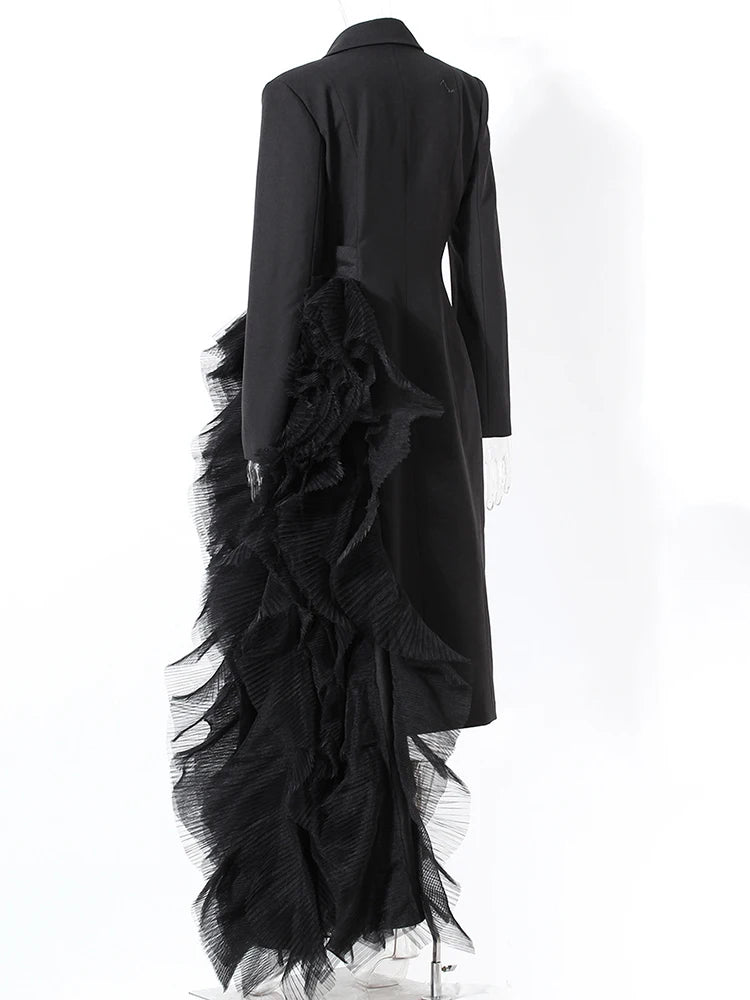 Veste longue maille irrégulière noire