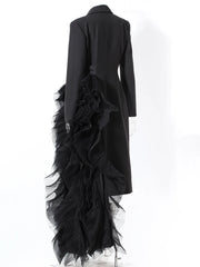 Veste longue maille irrégulière noire