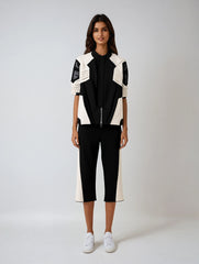 Faux Leather Color-Block Jacket