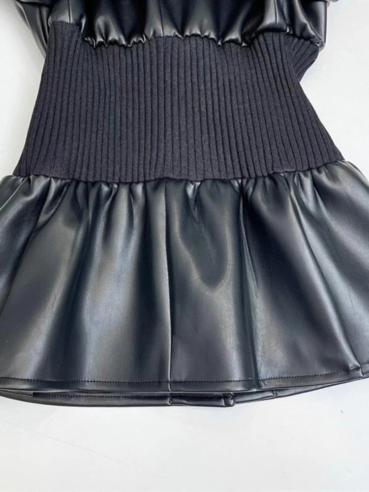 Blazer à la taille élastique en faux cuir