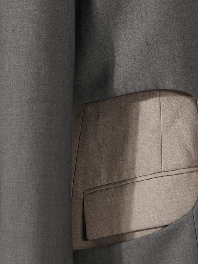 Color-block Hollow Blazer