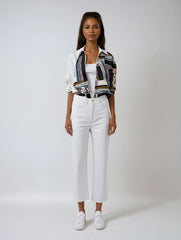 Trendy White Patterned Blouse