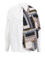 Trendy White Patterned Blouse