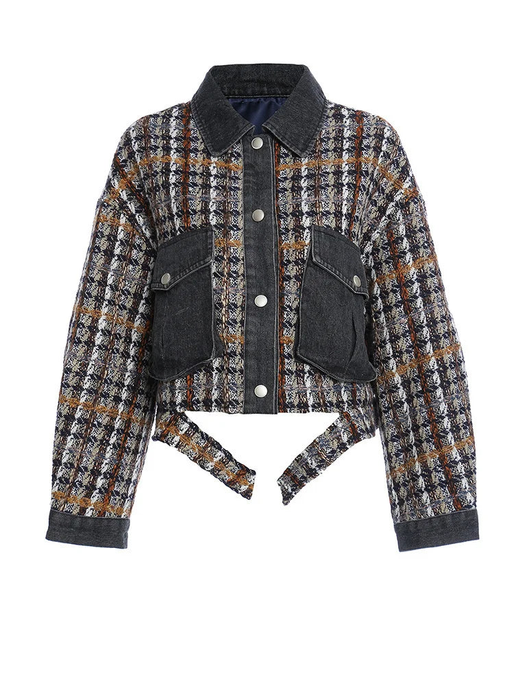 Veste en tweed à plaid en denim