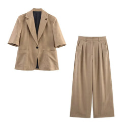 Striped Buttoned Pants Set