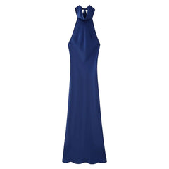 Satin Halter Backless Dress
