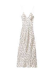 Polka Dot V-neck Sling Dress – Backless Long Summer Camisole Style