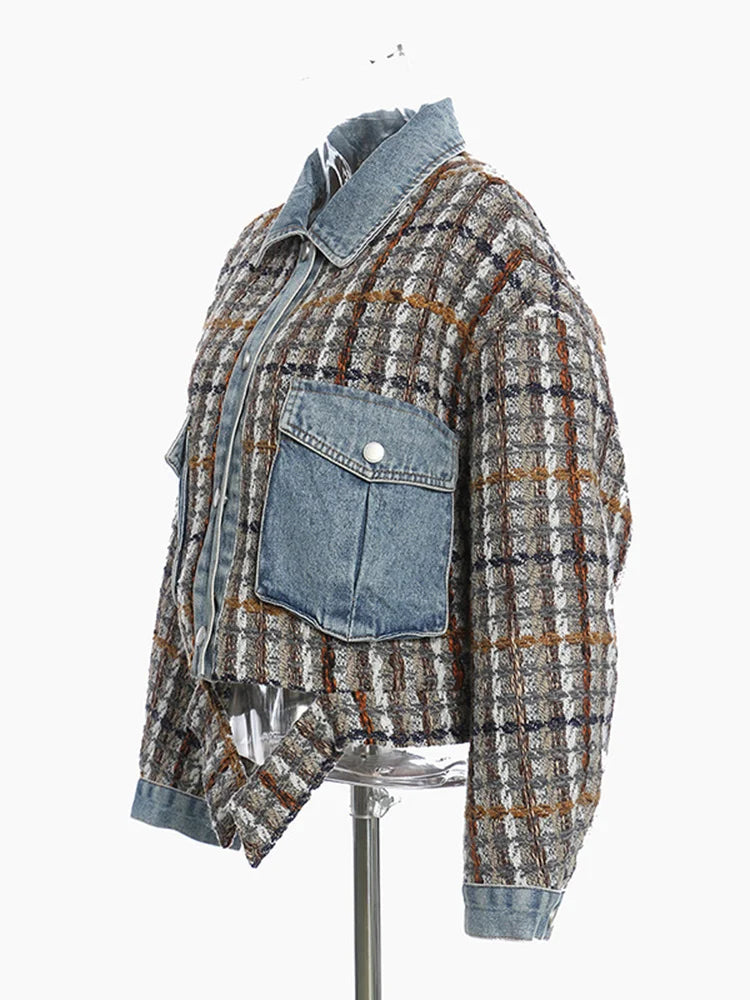 Veste en tweed à plaid en denim