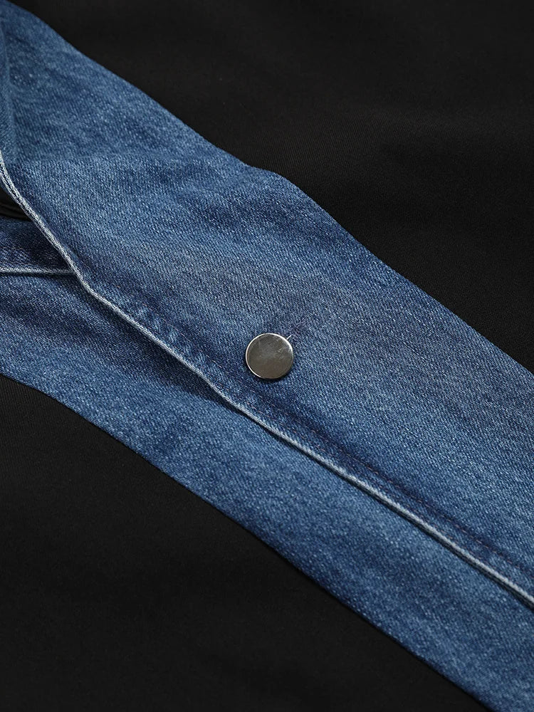Denim Spliced Blazer