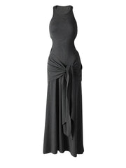 Dark Gray Hollow-out Bandage Vest Dress