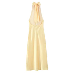 Satin Halter Long Dress – Backless Summer Midi