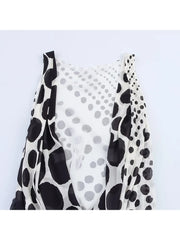 Black Polka Dot Backless Dress – Summer Mid-calf Elegance