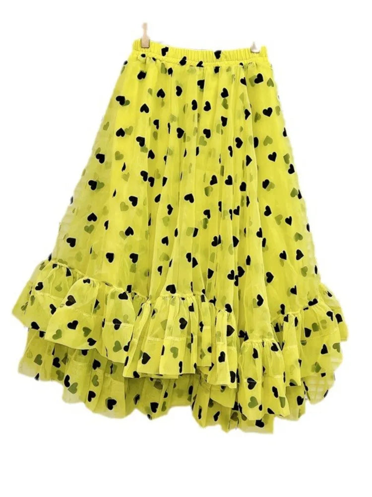 Jupe imprimée en tulle A-line