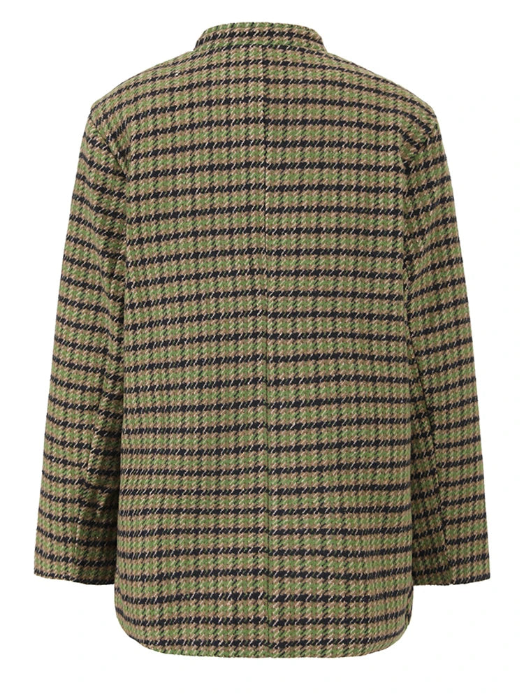 Veste en laine à carreaux verts