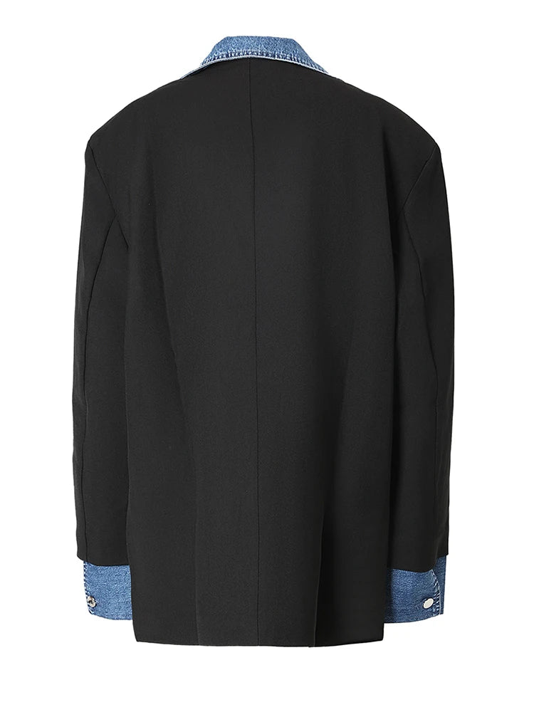 Denim Spliced Blazer
