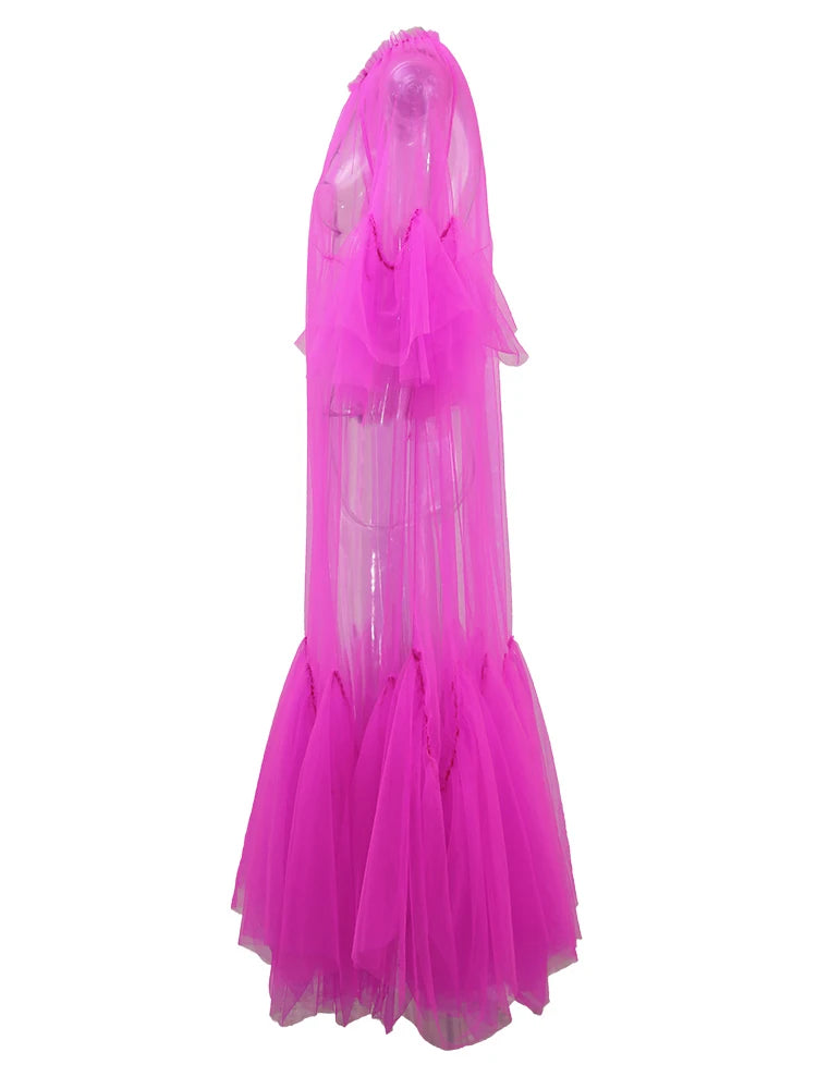 Robe en mailles de volants