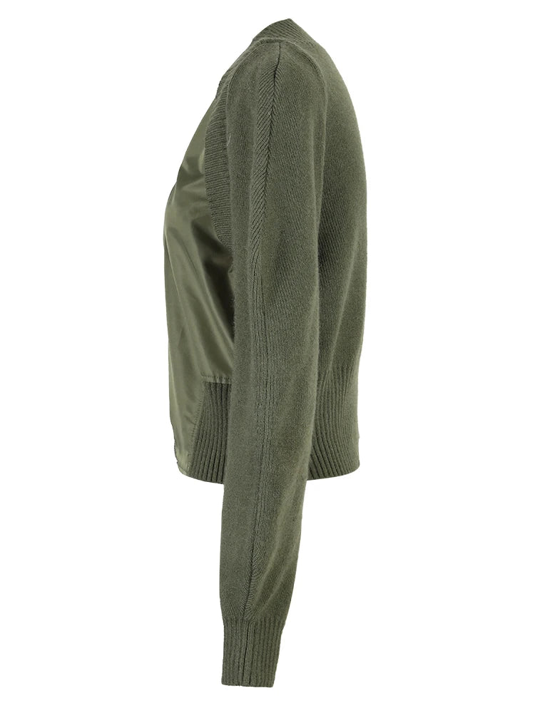 Veste à glissière en V: Streetwear vert épissé
