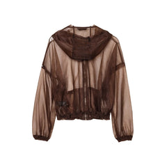 Lady Commuting Long Sleeve Hooded Collar Outerwear