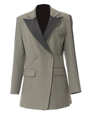 Striped Color-block Blazer