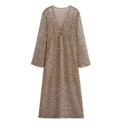 Sequined Translucent Midi Dress
