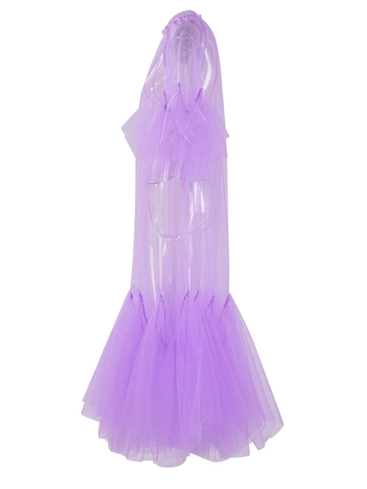 Robe en mailles de volants
