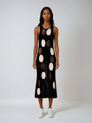 Polka Dot Sleeveless Long Dress