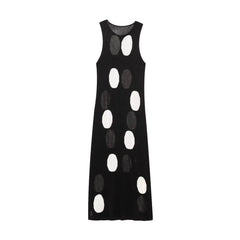 Polka Dot Sleeveless Long Dress
