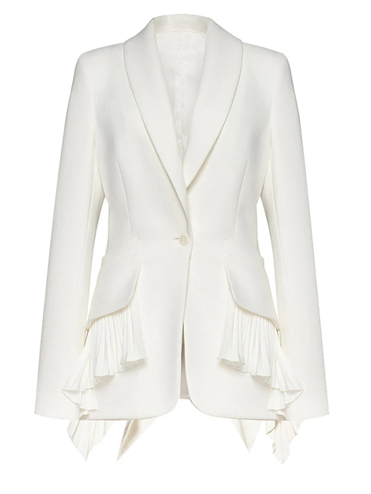 Blazer à volants plissés irréguliers