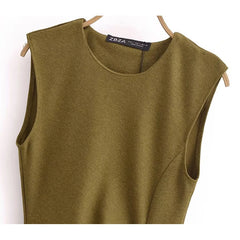 Olive Sleeveless Midi Dress
