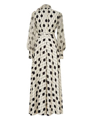 Lantern Sleeve Polka Dot Dress – Vintage Silhouette in Cotton-blend Comfort