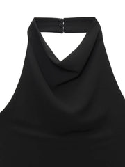Black Halter Backless Midi Dress