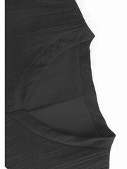 Layered Mesh Color-block Midi Dress – Black V-neck Oversized Style