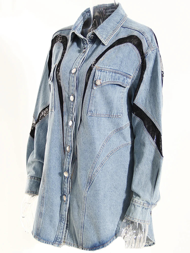 Haut en dentelle en denim