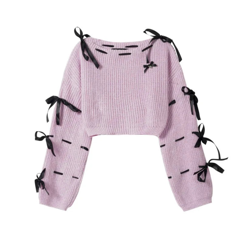 Pull en tricot à bowknot