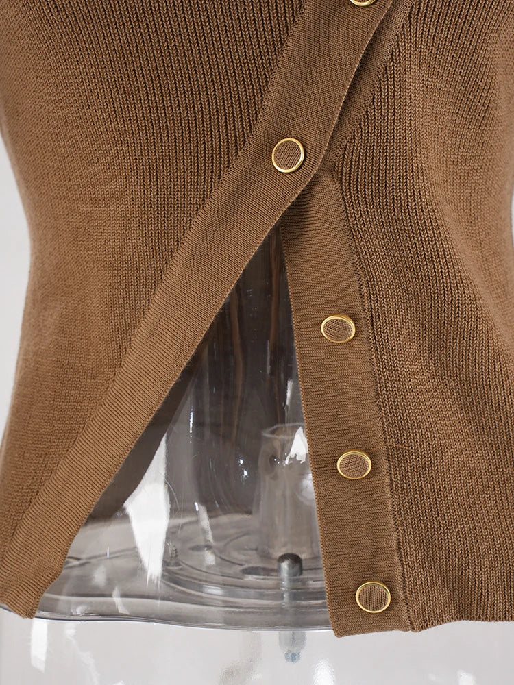 Pilluche en tricot brun-collé