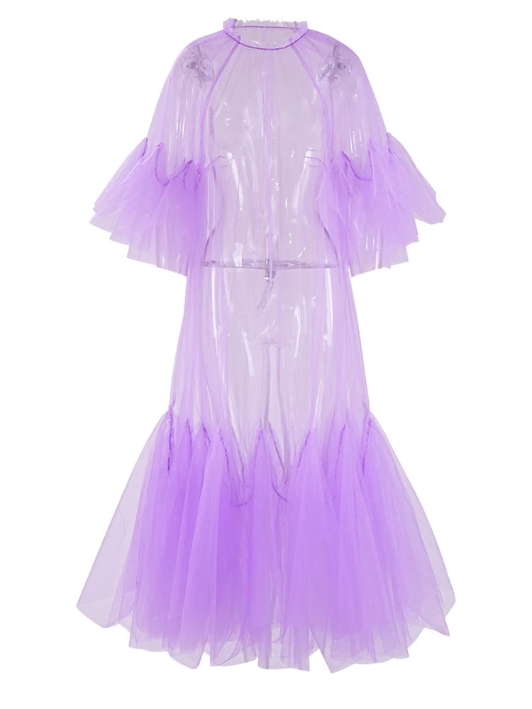 Robe en mailles de volants