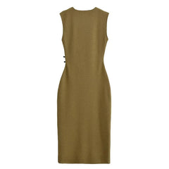 Olive Sleeveless Midi Dress