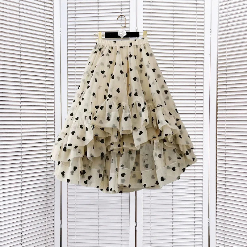 Jupe imprimée en tulle A-line