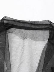 V-neck Mesh Spliced Summer Dress – Airy Cotton-poly Blend