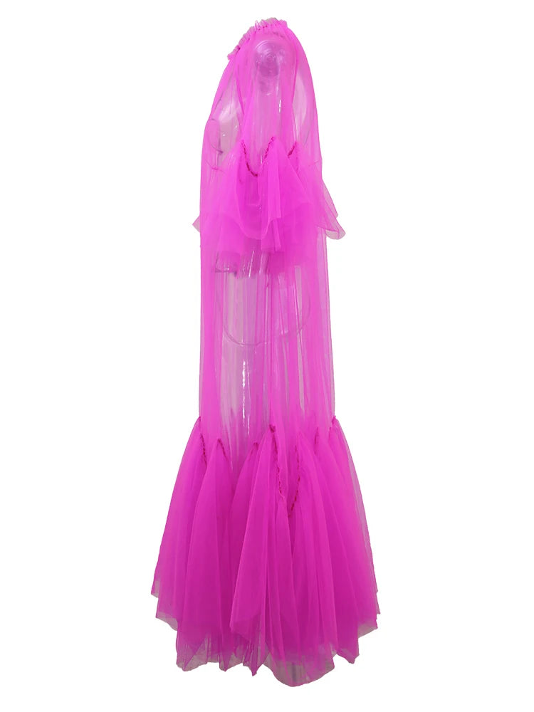 Robe en mailles de volants