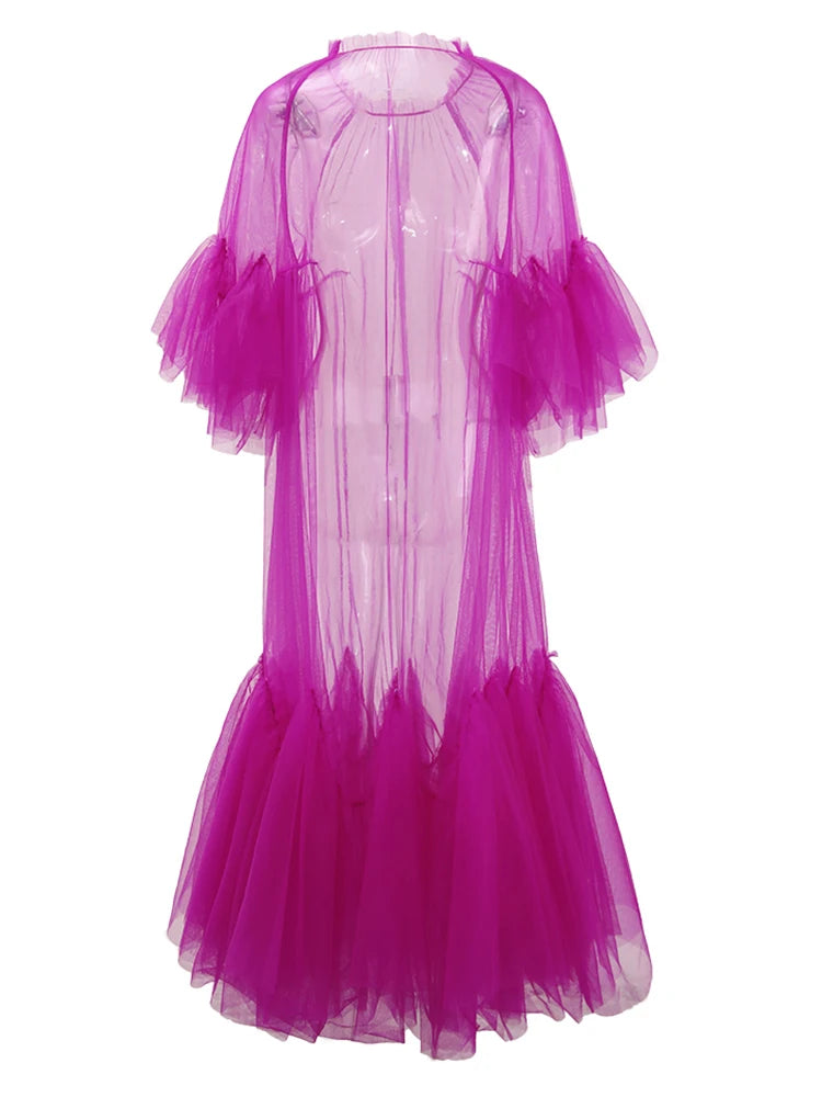 Robe en mailles de volants