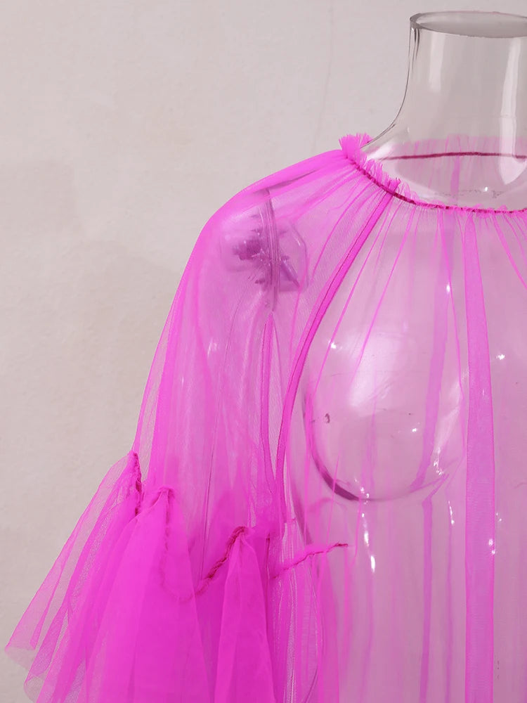 Robe en mailles de volants
