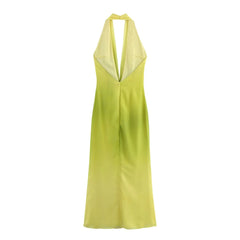Halter Knot Printed Maxi – V-neck Summer Dress
