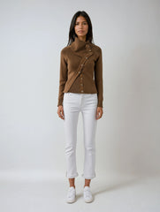 Brown Turtleneck Knit Pullover