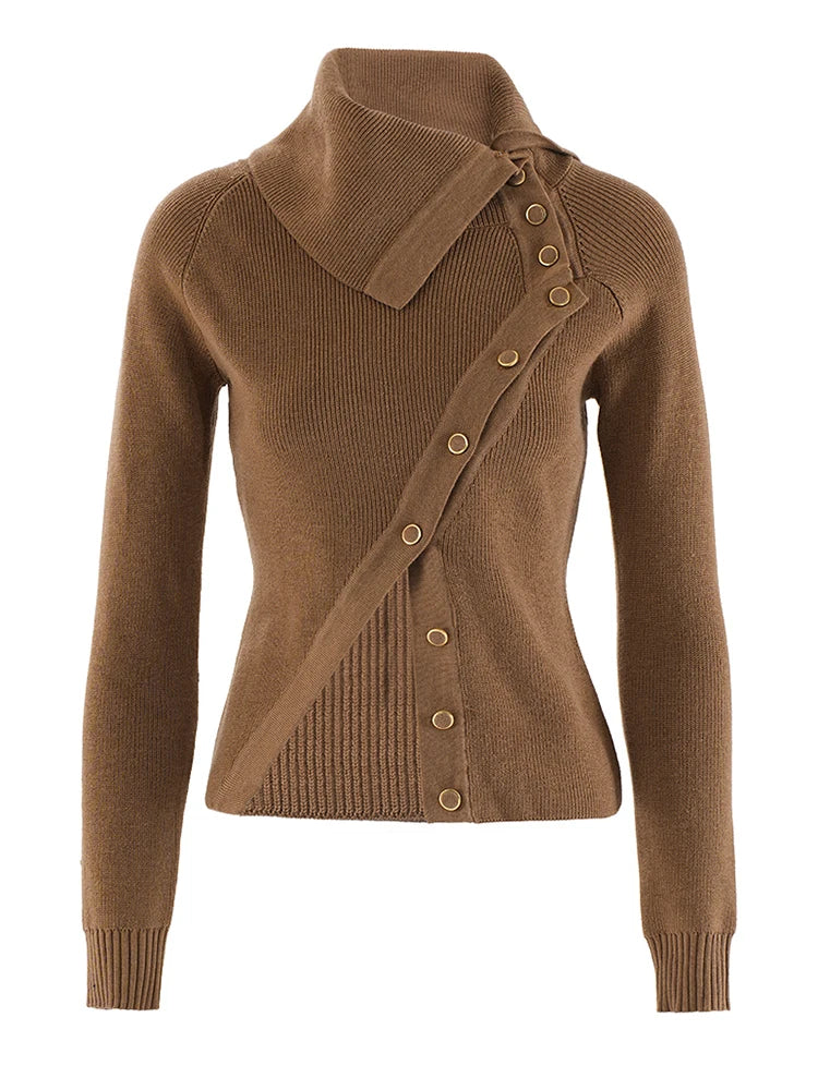 Pilluche en tricot brun-collé