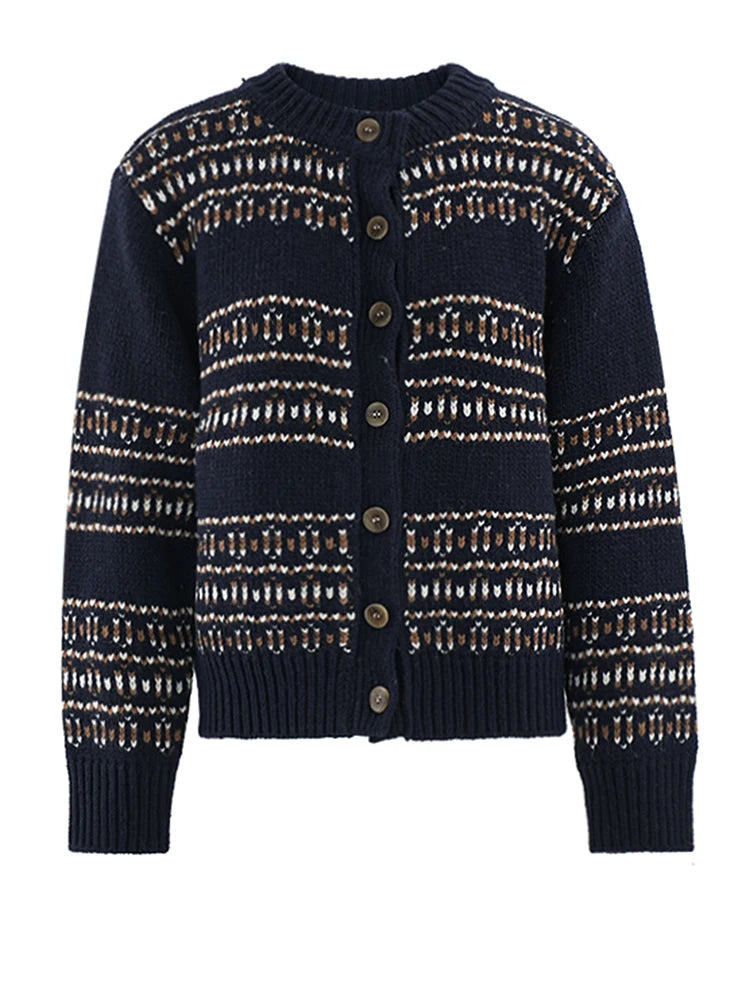 Cardigan en tricot à rayures beige
