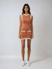 Textured Knit Mini Dress – Striped Round Neck Sleeveless Summer Style