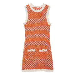 Textured Knit Mini Dress – Striped Round Neck Sleeveless Summer Style