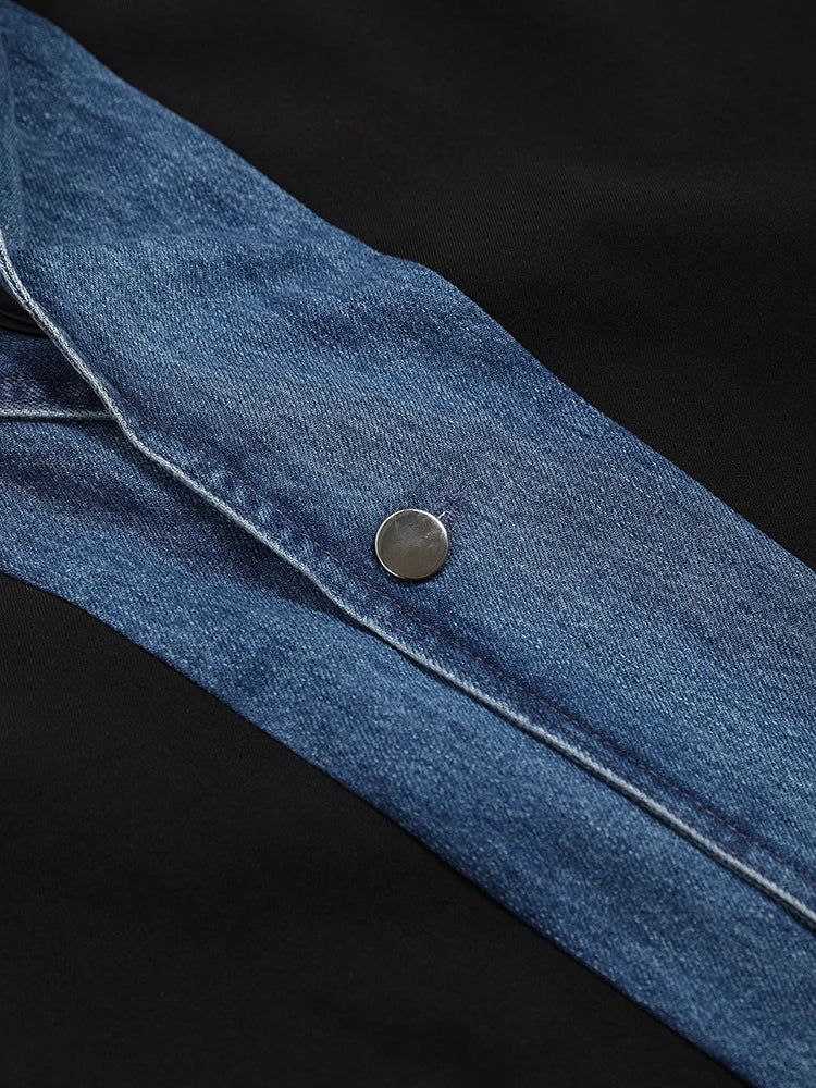 Denim Spliced Blazer