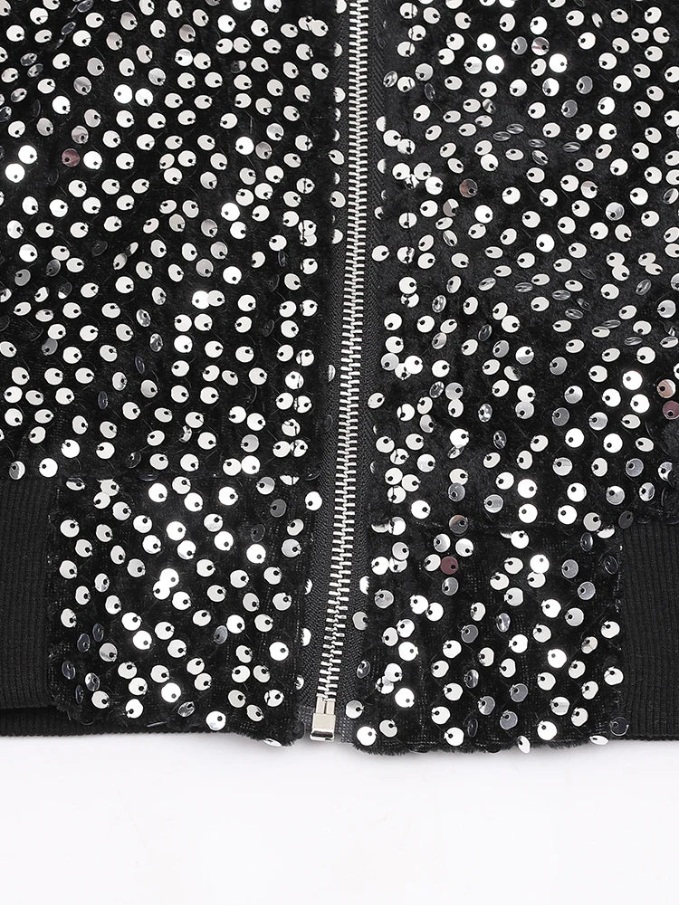 Veste à paillettes noires